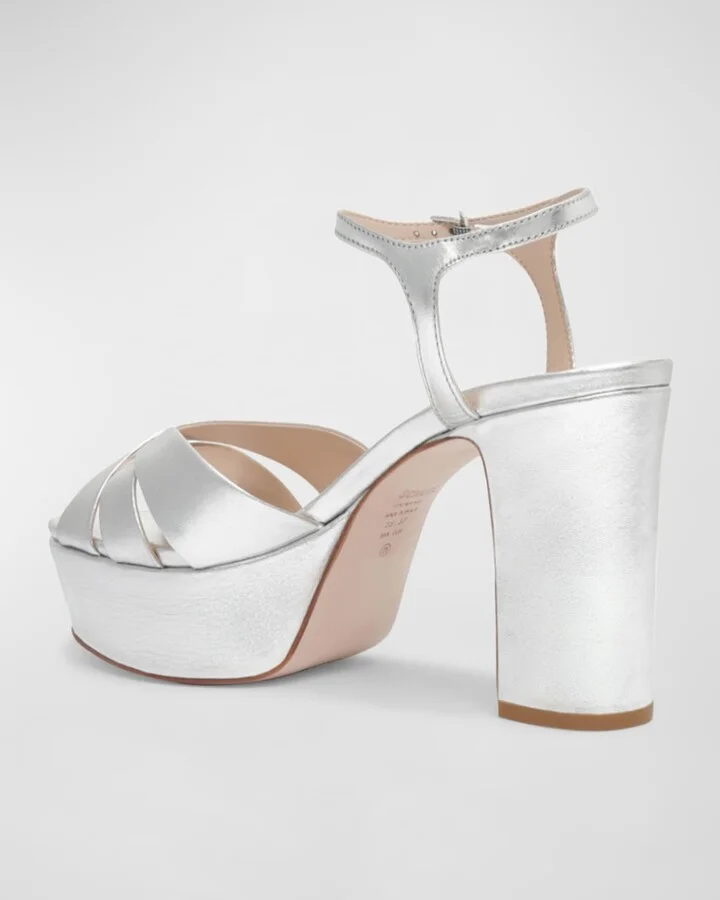 Keefa Metallic Leather Platform Sandals - Image 3