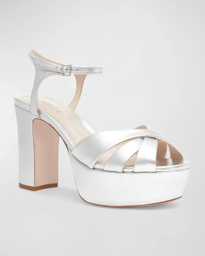 Keefa Metallic Leather Platform Sandals - Image 8