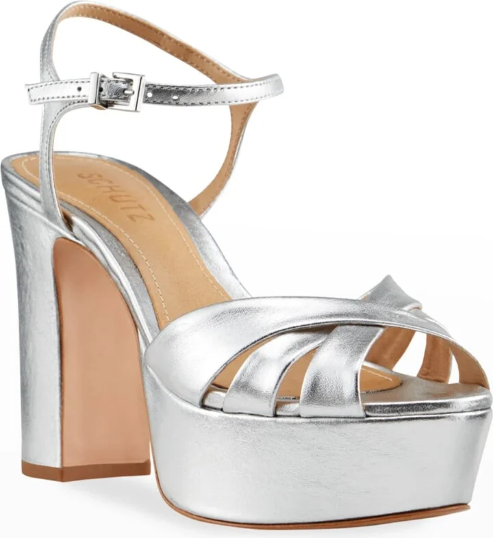 Keefa Metallic Leather Platform Sandals - Image 11