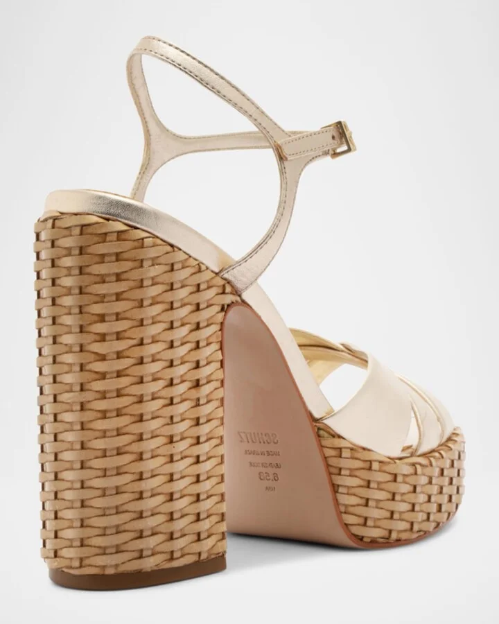 Keefa Metallic Woven-Heel Platform Sandals - Image 3
