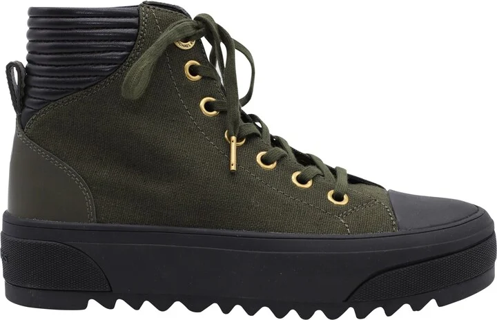 Keegan High Top Sneakers in Green Canvas