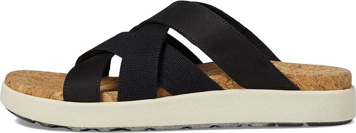 KEEN Elle Mixed Slide Women's Shoes Black/Birch : 9.5 B - Medium, Leather/Textile - Image 5