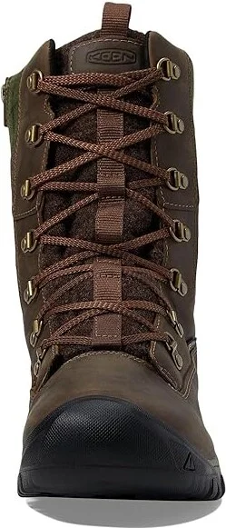 KEEN Greta Tall Boot Waterproof Women's Waterproof Boots Dark Earth/Green Plaid : 9.5 B - Medium, Leather/Rubber - Image 2