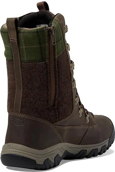 KEEN Greta Tall Boot Waterproof Women's Waterproof Boots Dark Earth/Green Plaid : 9.5 B - Medium, Leather/Rubber - Image 4
