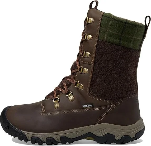 KEEN Greta Tall Boot Waterproof Women's Waterproof Boots Dark Earth/Green Plaid : 9.5 B - Medium, Leather/Rubber - Image 6