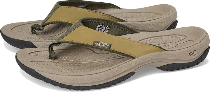 KEEN Kona Flip TG Men's Shoes Martini Olive/Forest Night : 8.5 D - Medium, Leather/Synthetic