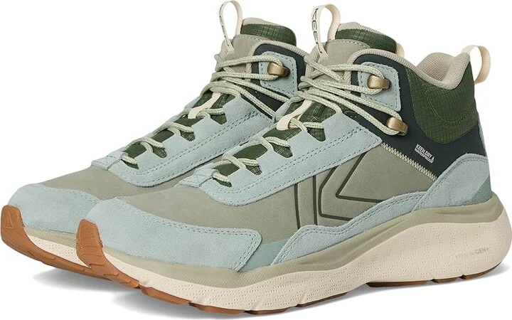 KEEN Leiki Waterproof Leather Hiking Boots Women's Hiking Boots Iceberg Green/Bronze Green : 12 B - Medium