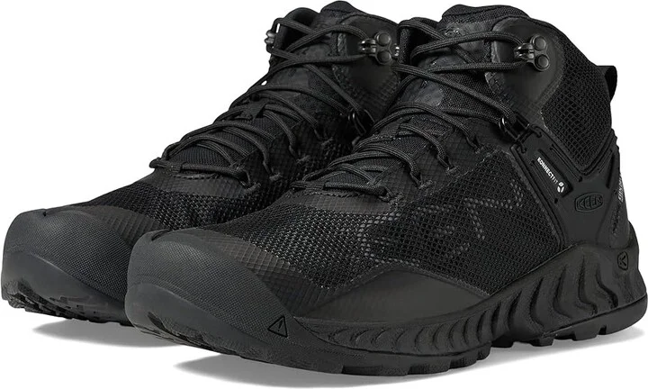 KEEN Nxis Evo Mid WP Men's Shoes Triple Black : 9.5 D - Medium, Synthetic/Textile