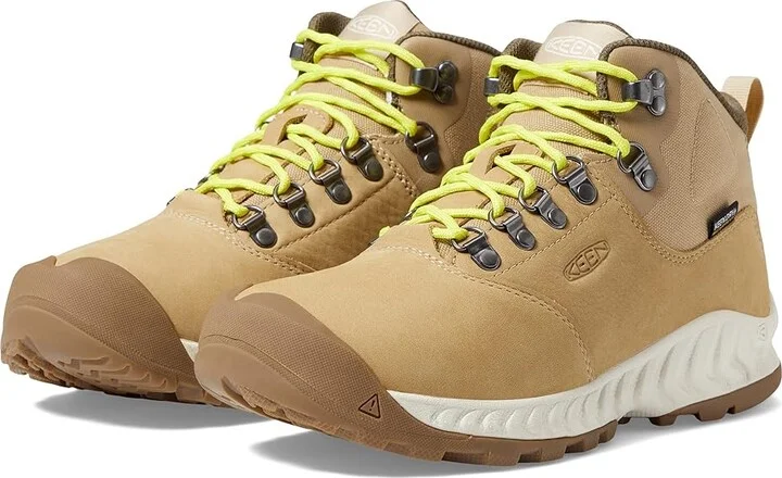 KEEN NXIS Explorer Mid Waterproof Women's Shoes Safari/Birch : 6.5 B - Medium, Leather/Textile