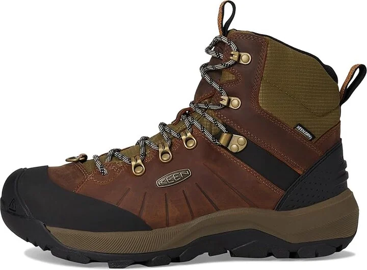 KEEN Revel 4 Mid Height Polar Insulated Waterproof Men's Shoes Bison/Orange Pepper : 10.5 D - Medium, Textile/Leather - Image 6
