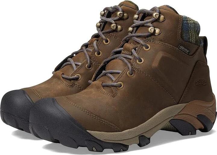 KEEN Targhee II Winter Boot Waterproof Men's Waterproof Boots Canteen/Green Plaid : 11 D - Medium, Leather/Textile