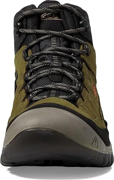 KEEN Targhee IV Mid WP Men's Climbing Shoes Dark Olive/Gold Flame : 9.5 D - Medium, Leather - Image 4