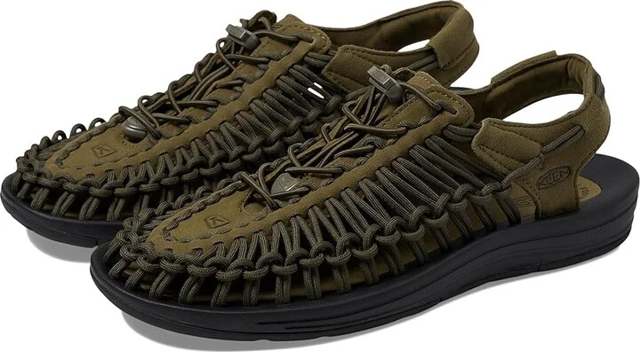KEEN Uneek Men's Shoes Dark Olive/Black : 9.5 D - Medium, Textile