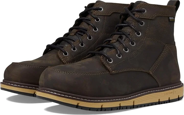 KEEN Utility 6 San Jose Aluminum Toe WP Men's Work Boots Cascade Brown/Black : 9.5 EE - Wide, Leather