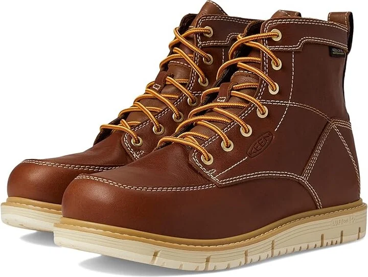 KEEN Utility 6 San Jose Aluminum Toe WP Men's Work Boots Tortoise Shell/Star White : 9.5 D - Medium, Leather