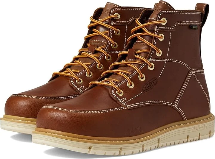 KEEN Utility 6 San Jose Waterproof Soft Toe Men's Work Boots Tortoise Shell/Star White : 9 EE - Wide, Leather