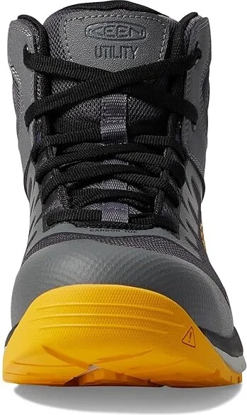 KEEN Utility Arvada Mid (Comp Toe) Men's Shoes Steel Grey/Keen Yellow : 9.5 EE - Wide, Synthetic - Image 3