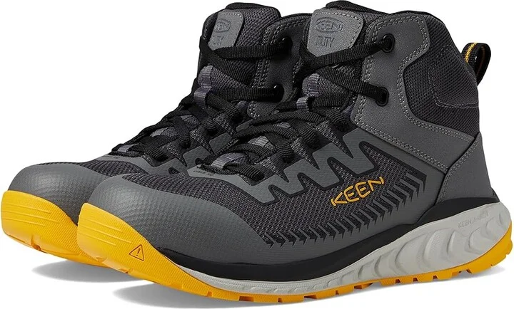 KEEN Utility Arvada Mid (Comp Toe) Men's Shoes Steel Grey/Keen Yellow : 9.5 EE - Wide, Synthetic