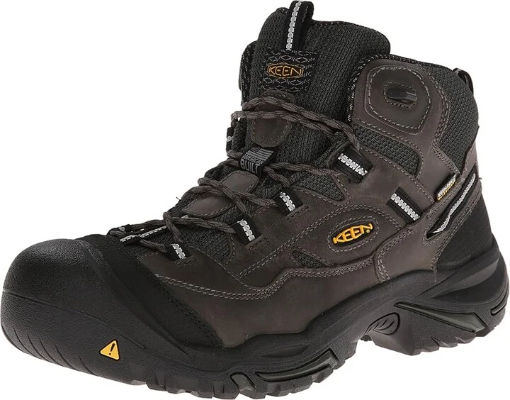 KEEN Utility Braddock Mid Waterproof (Steel Toe) Men's Work Lace-up Boots Gargoyle/Forest Night : 9 EE - Wide, Suede - Image 2
