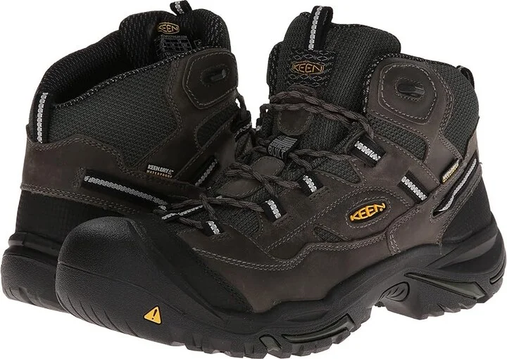 KEEN Utility Braddock Mid Waterproof (Steel Toe) Men's Work Lace-up Boots Gargoyle/Forest Night : 9 EE - Wide, Suede