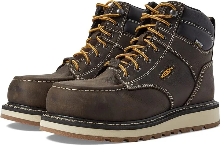 KEEN Utility Cincinnati 6 Waterproof (Comp Toe) Men's Shoes Dark Chocolate/Sandshell : 9.5 EE - Wide, Leather