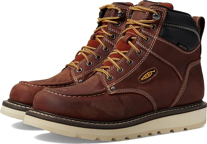 KEEN Utility Cincinnati 6 Waterproof (Soft Toe) Men's Work Boots Tuscan Red/Sandshell : 9.5 EE - Wide, Leather