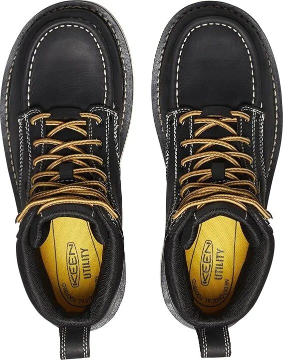 KEEN Utility Cincinnati 90 Degree 6 Waterproof (Comp Toe) Men's Work Boots Black/Sandshell : 9.5 EE - Wide, Leather - Image 2
