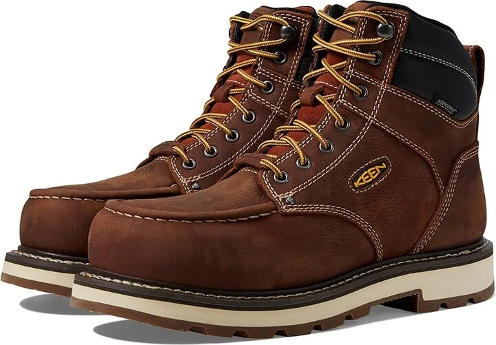 KEEN Utility Cincinnati 90 Degree 6 Waterproof (Comp Toe) Men's Work Boots Tuscan Red/Sandshell : 9.5 EE - Wide, Leather
