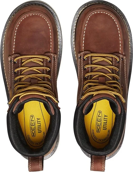 KEEN Utility Cincinnati 90 Degree 6 Waterproof Soft Toe Men's Work Boots Tuscan Red/Sandshell : 9.5 EE - Wide, Leather - Image 2