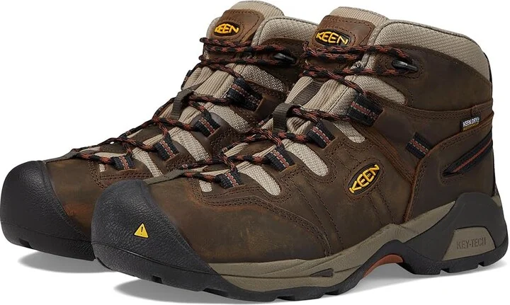 KEEN Utility Detroit XT Mid Soft Toe Waterproof Men's Work Boots Black Olive/Leather Brown : 7 D - Medium