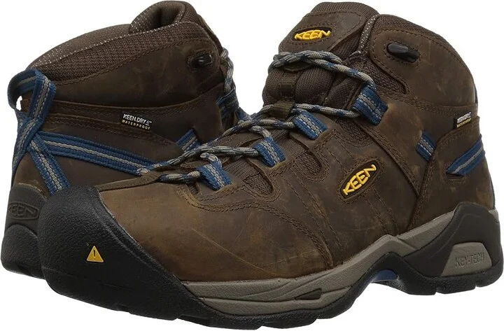 KEEN Utility Detroit XT Mid Steel Toe Waterproof Men's Work Boots Cascade Brown/Orion Blue : 7 D - Medium