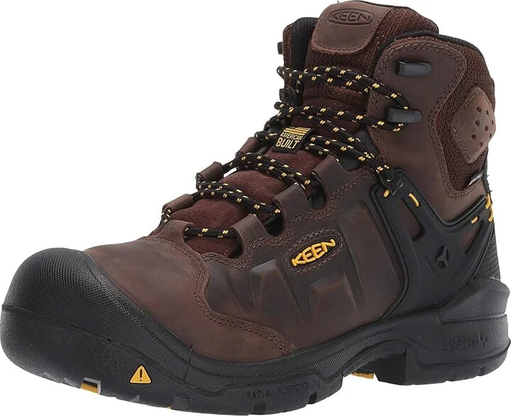 KEEN Utility Dover 6 Waterproof (Comp Toe) Men's Work Boots Dark Earth/Black : 9.5 EE - Wide, Textile/Synthetic/Leather - Image 2