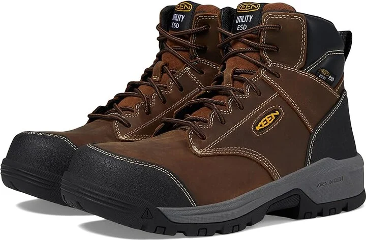 KEEN Utility Evanston 6 Composite Toe ESD Men's Work Boots Bison/Black : 10.5 EE - Wide, Leather