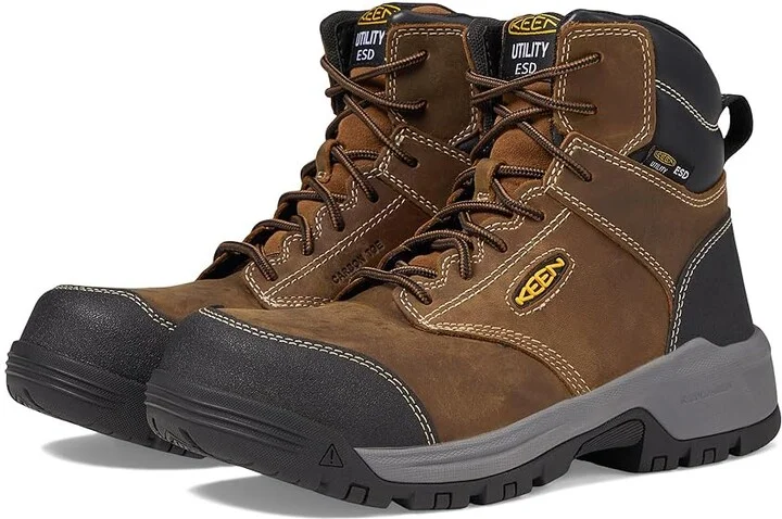 KEEN Utility Evanston 6 Composite Toe ESD Women's Work Boots Bison/Black : 8 D - Wide