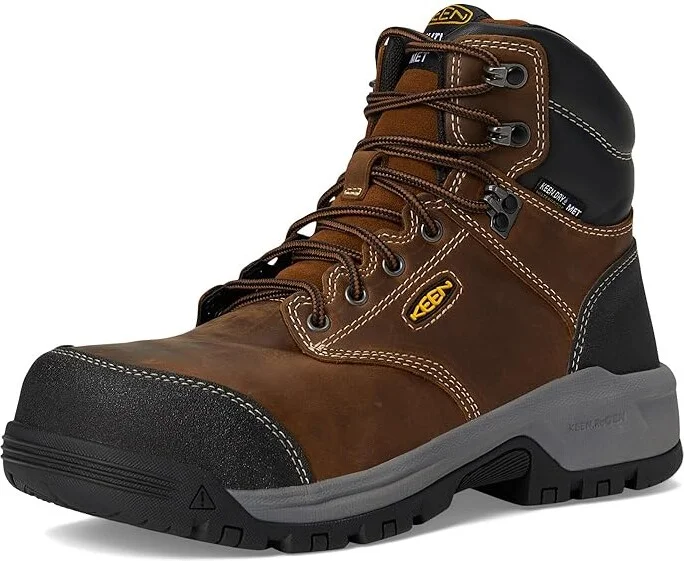 KEEN Utility Evanston 6 Composite Toe Waterproof Internal Met Guard Women's Work Boots Bison/Black : 8 B - Medium, Leather - Image 5