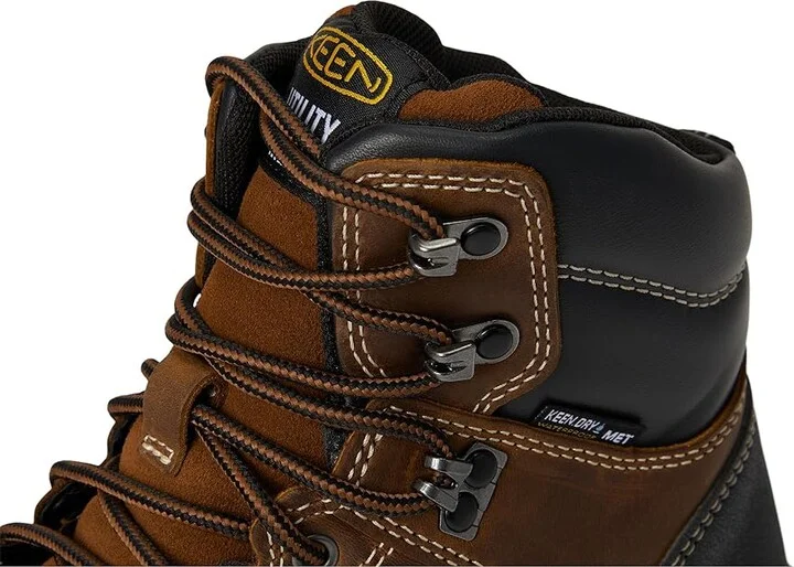 KEEN Utility Evanston 6 Composite Toe Waterproof Internal Met Guard Women's Work Boots Bison/Black : 8 B - Medium, Leather - Image 7