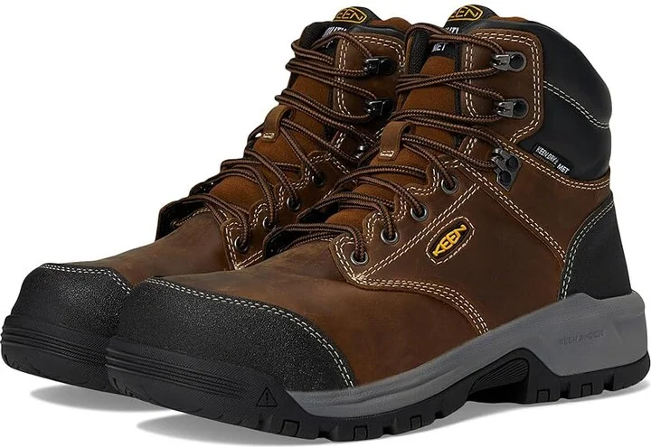 KEEN Utility Evanston 6 Composite Toe Waterproof Internal Met Guard Women's Work Boots Bison/Black : 8 B - Medium, Leather
