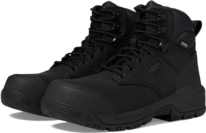 KEEN Utility Evanston 6 Composite Toe Waterproof Men's Work Boots Black/Black : 9 D - Medium, Leather/Rubber