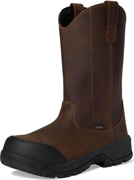 KEEN Utility Evanston Pull-On Waterproof Boot (Carbon-Fiber Toe) Women's Work Boots Bison/Black : 5.5 D - Wide, Leather - Image 5