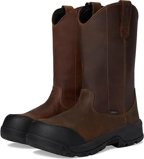 KEEN Utility Evanston Pull-On Waterproof Boot (Carbon-Fiber Toe) Women's Work Boots Bison/Black : 5.5 D - Wide, Leather