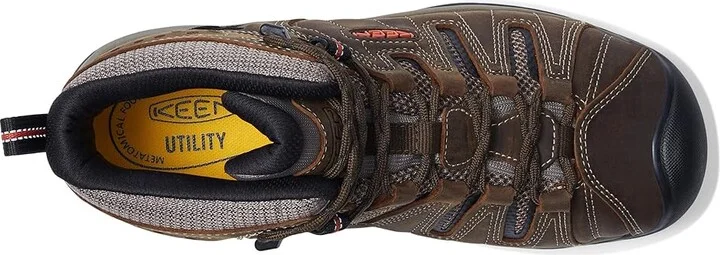 KEEN Utility Flint II Mid Soft Toe Men's Work Boots Cascade Brown/Burnt Ochre : 9 EE - Wide, Textile/Leather - Image 3