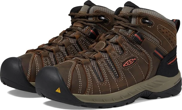 KEEN Utility Flint II Mid Soft Toe Men's Work Boots Cascade Brown/Burnt Ochre : 9 EE - Wide, Textile/Leather