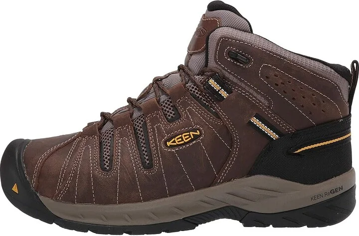 KEEN Utility Flint II Mid Steel Toe Men's Work Boots Cascade Brown/Golden Rod : 15 D - Medium, Textile/Leather - Image 7