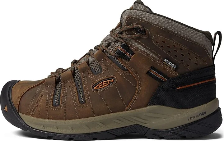 KEEN Utility Flint II Mid Waterproof Soft Toe Men's Shoes Black Olive/Brindle : 9.5 EE - Wide, Leather - Image 5