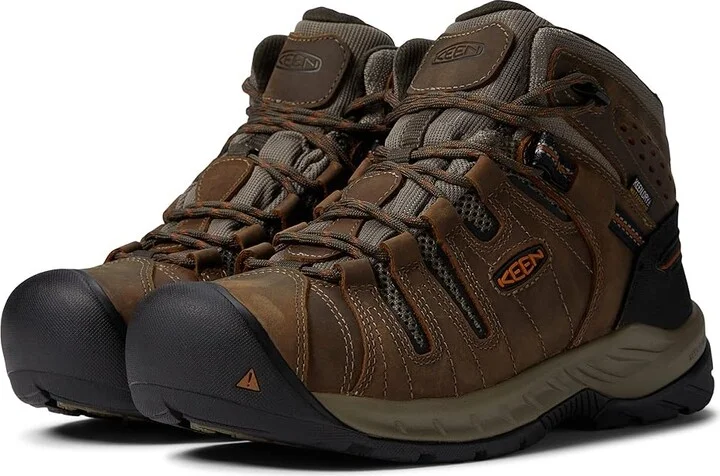 KEEN Utility Flint II Mid Waterproof Soft Toe Men's Shoes Black Olive/Brindle : 9.5 EE - Wide, Leather