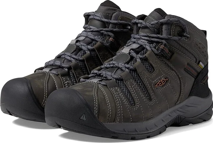 KEEN Utility Flint II Mid Waterproof Soft Toe Men's Shoes Steel Grey/Tortoise Shell : 15 D - Medium, Leather