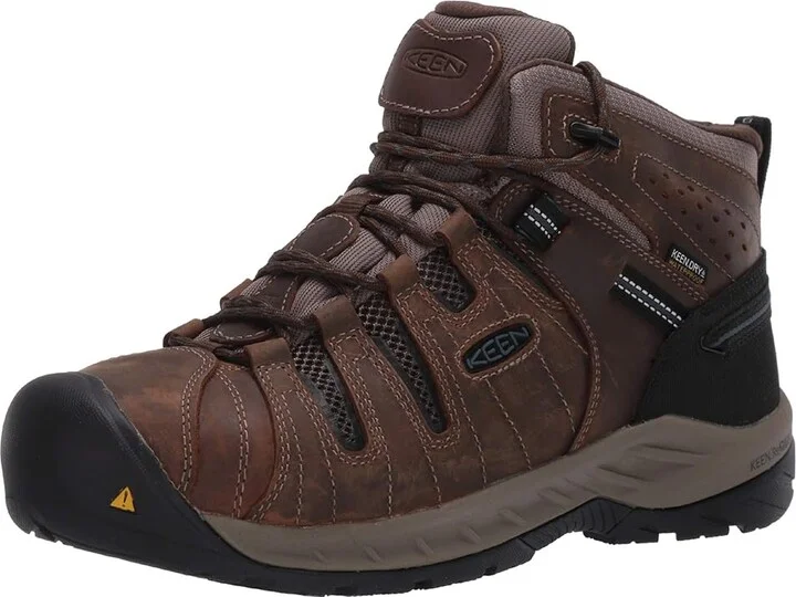 KEEN Utility Flint II Mid Waterproof (Steel Toe) Men's Work Boots Cascade Brown/Orion Blue : 9.5 EE - Wide, Textile/Leather - Image 2