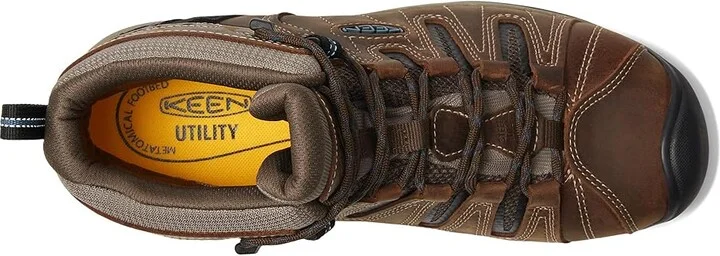 KEEN Utility Flint II Mid Waterproof (Steel Toe) Men's Work Boots Cascade Brown/Orion Blue : 9.5 EE - Wide, Textile/Leather - Image 3