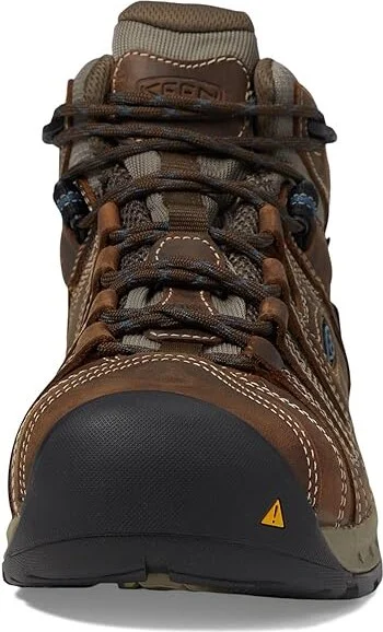 KEEN Utility Flint II Mid Waterproof (Steel Toe) Men's Work Boots Cascade Brown/Orion Blue : 9.5 EE - Wide, Textile/Leather - Image 4