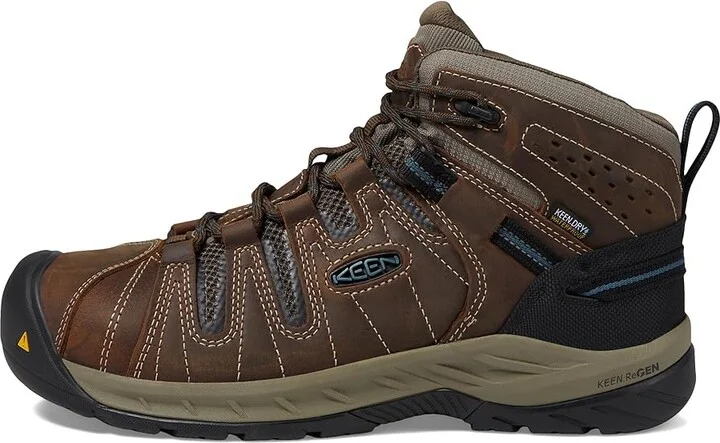 KEEN Utility Flint II Mid Waterproof (Steel Toe) Men's Work Boots Cascade Brown/Orion Blue : 9.5 EE - Wide, Textile/Leather - Image 7